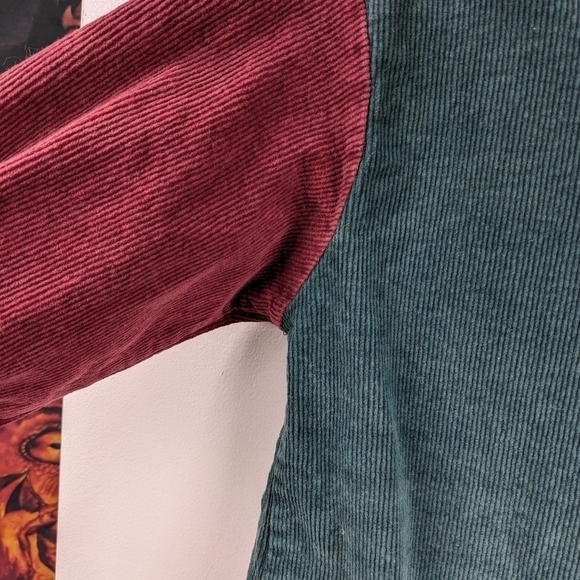 Nasty Gal Color Block Snap Front Corduroy Shirt Sz S - Picture 5 of 9